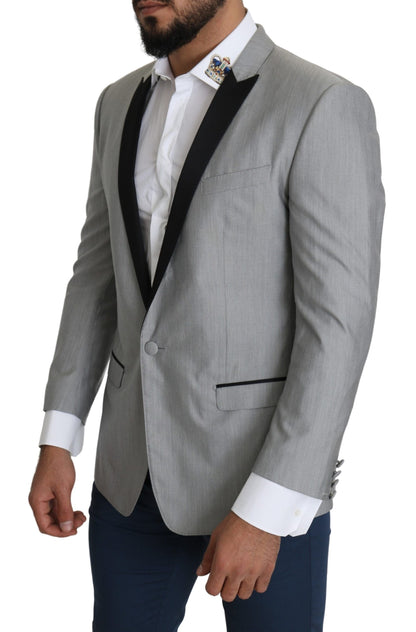 Dolce & Gabbana SARTORIA Silk Blazer in light gray with structured lapels