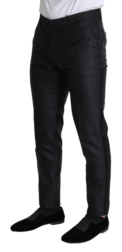 Luxurious black pants with glittering polyester blend and impeccable craftsmanship