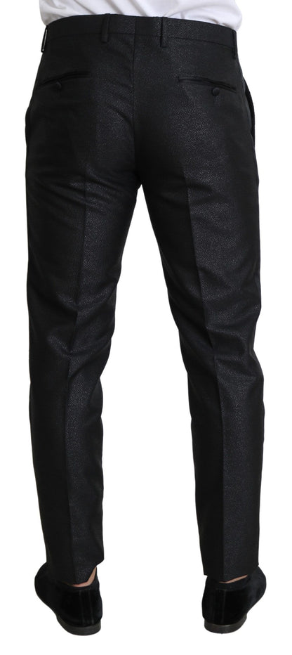 Elegant and sophisticated trousers with polished black hue and refined style details