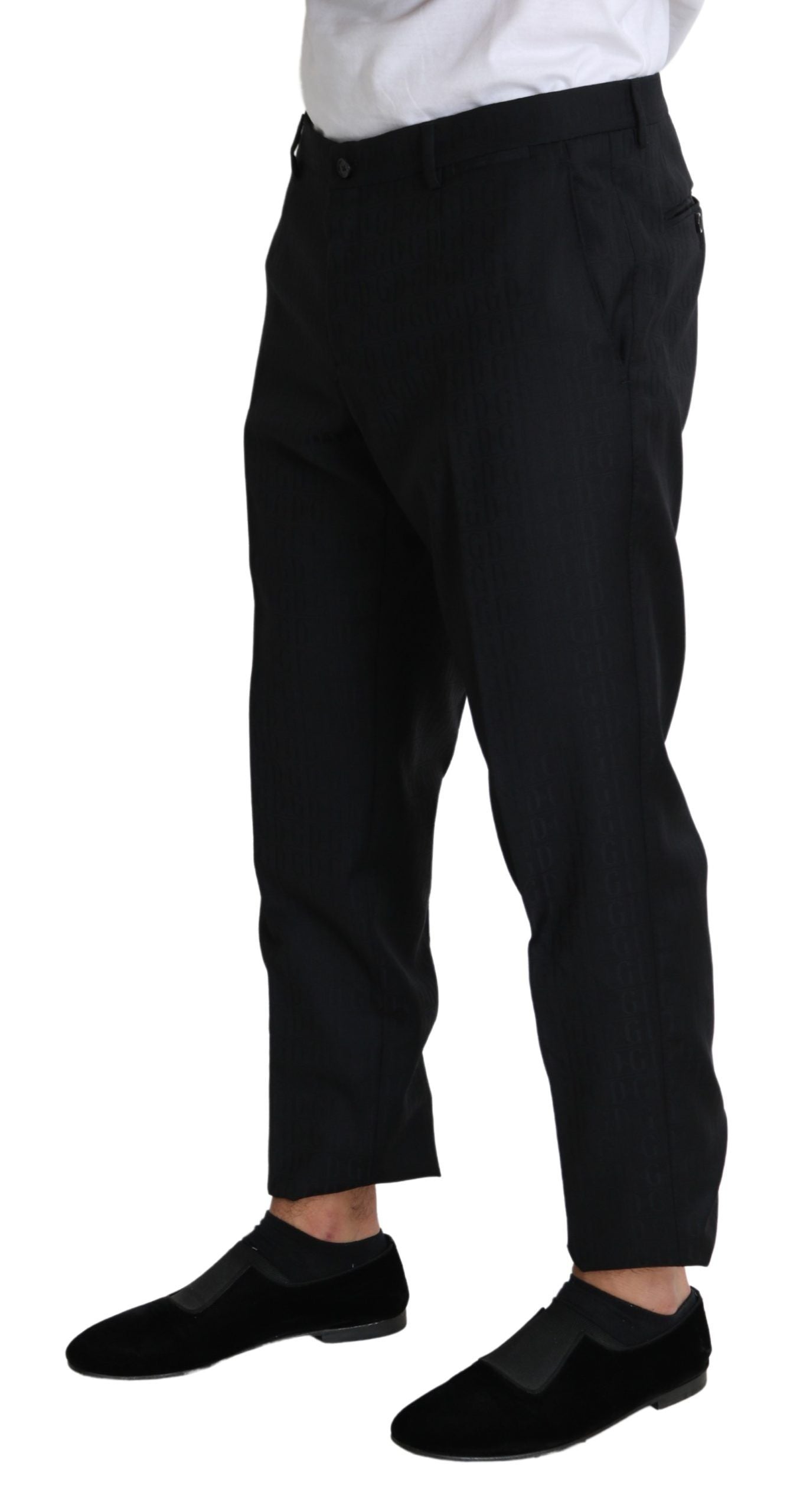 Elegant Black Virgin Wool Cropped Pants by Dolce & Gabbana, crafted from high-quality virgin wool