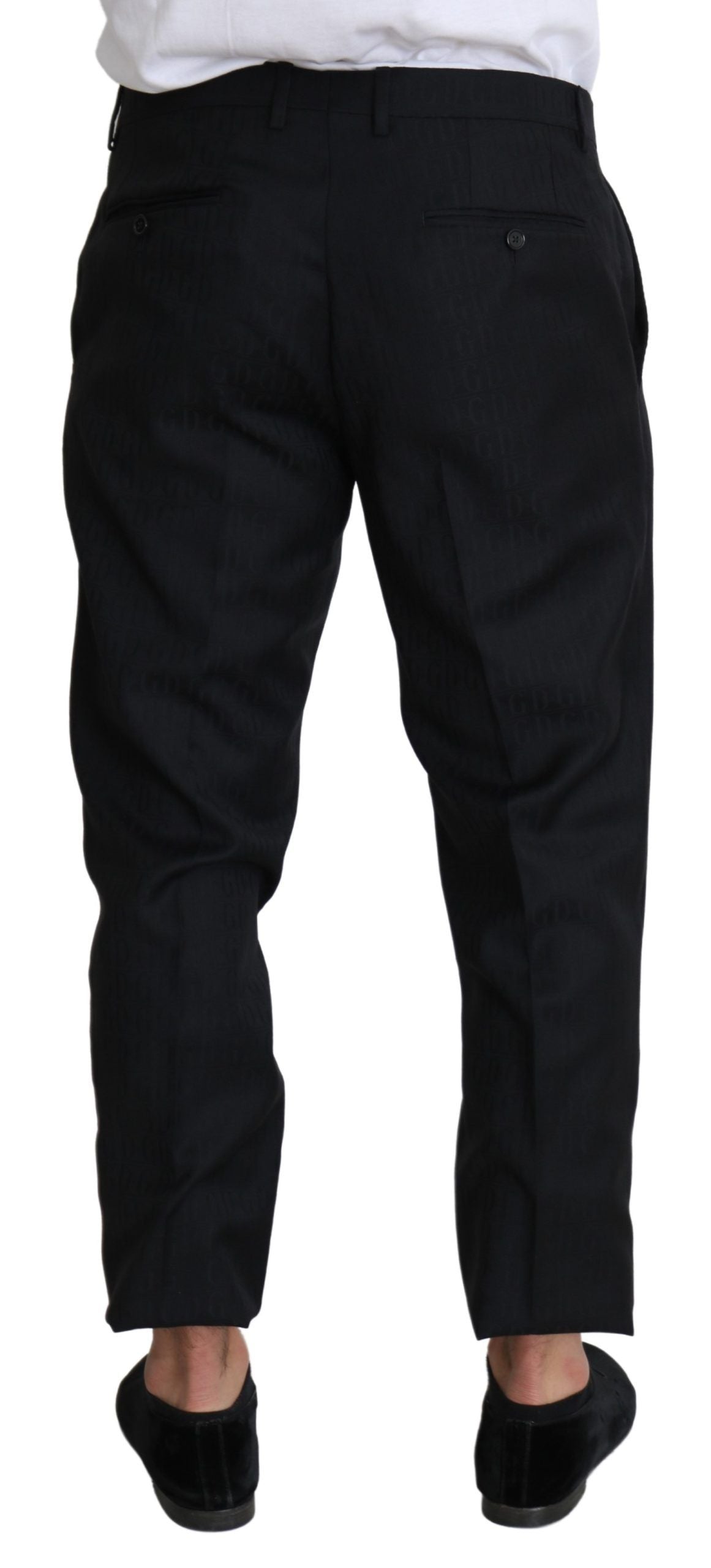 Dolce & Gabbana Black Cropped Dress Pants, featuring a sleek skinny silhouette and convenient zip closure