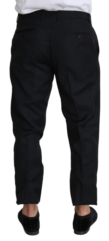 Dolce & Gabbana Black Cropped Dress Pants, featuring a sleek skinny silhouette and convenient zip closure