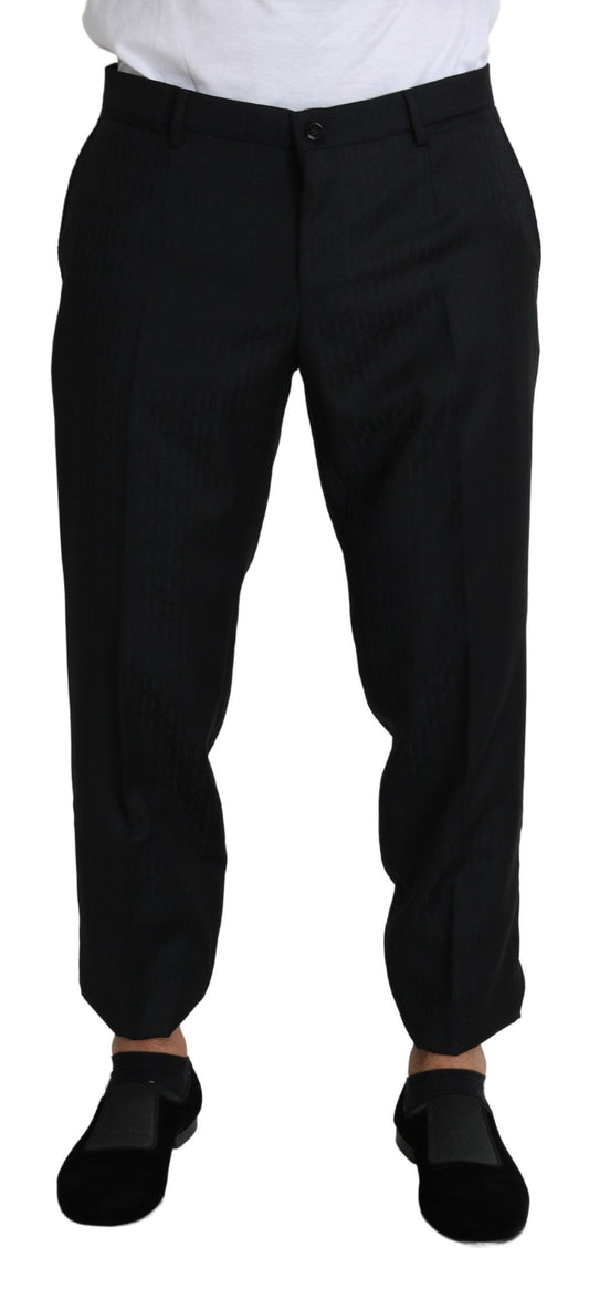 Exquisitely tailored Black Cropped Dress Pants in slim fit, made of 100% virgin wool