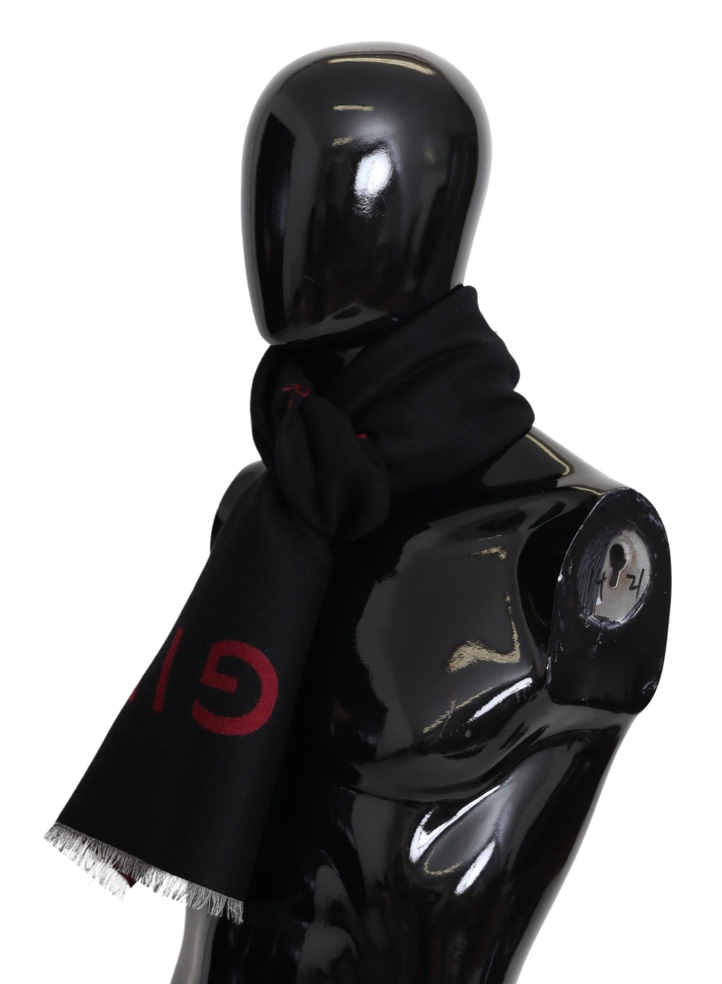 Luxurious Givenchy scarf in black and red bordeaux color palette