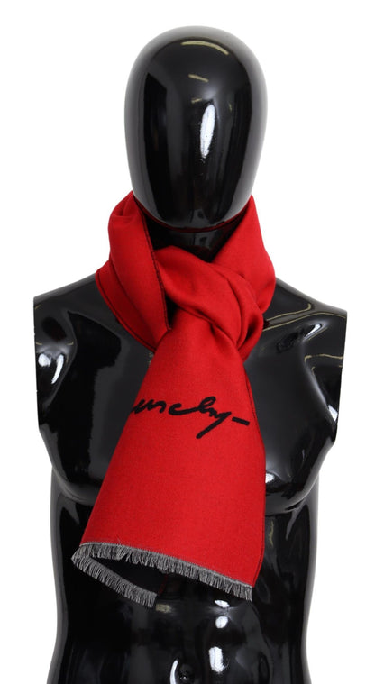 Luxurious red wool blend unisex scarf by Givenchy