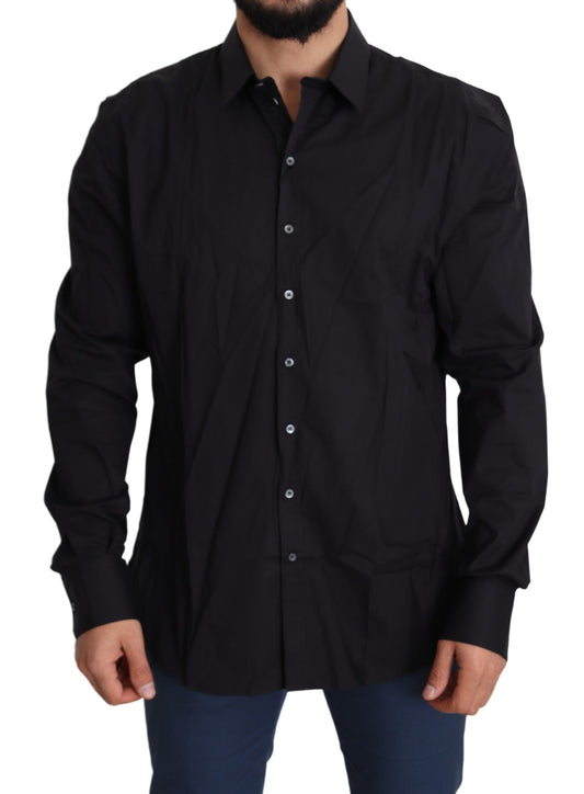 Dolce & Gabbana Elegant Slim Fit Black Dress Shirt in soft cotton blend