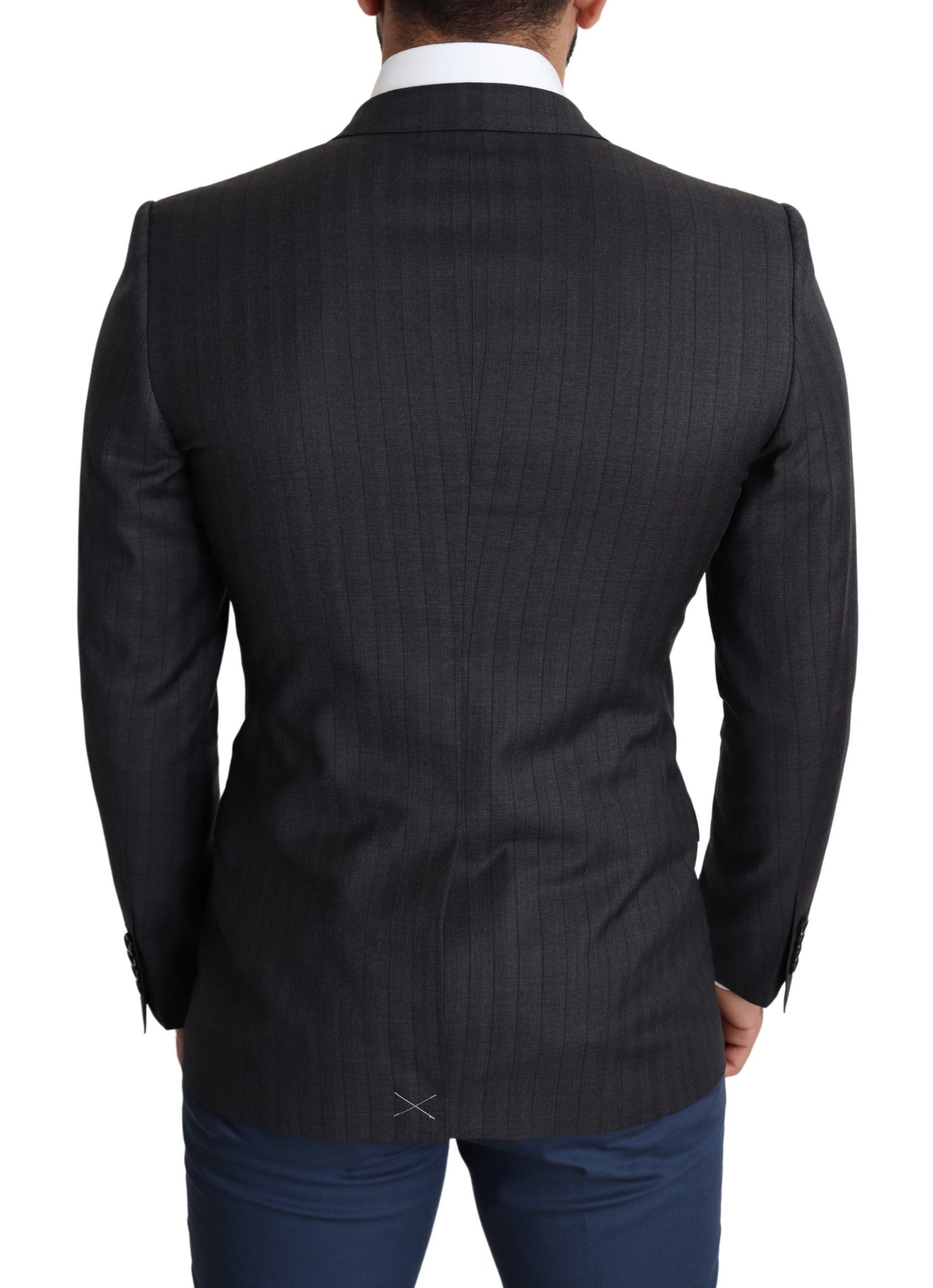 Tailored to perfection, slim-fit jacket defines luxury, single-breasted two button style