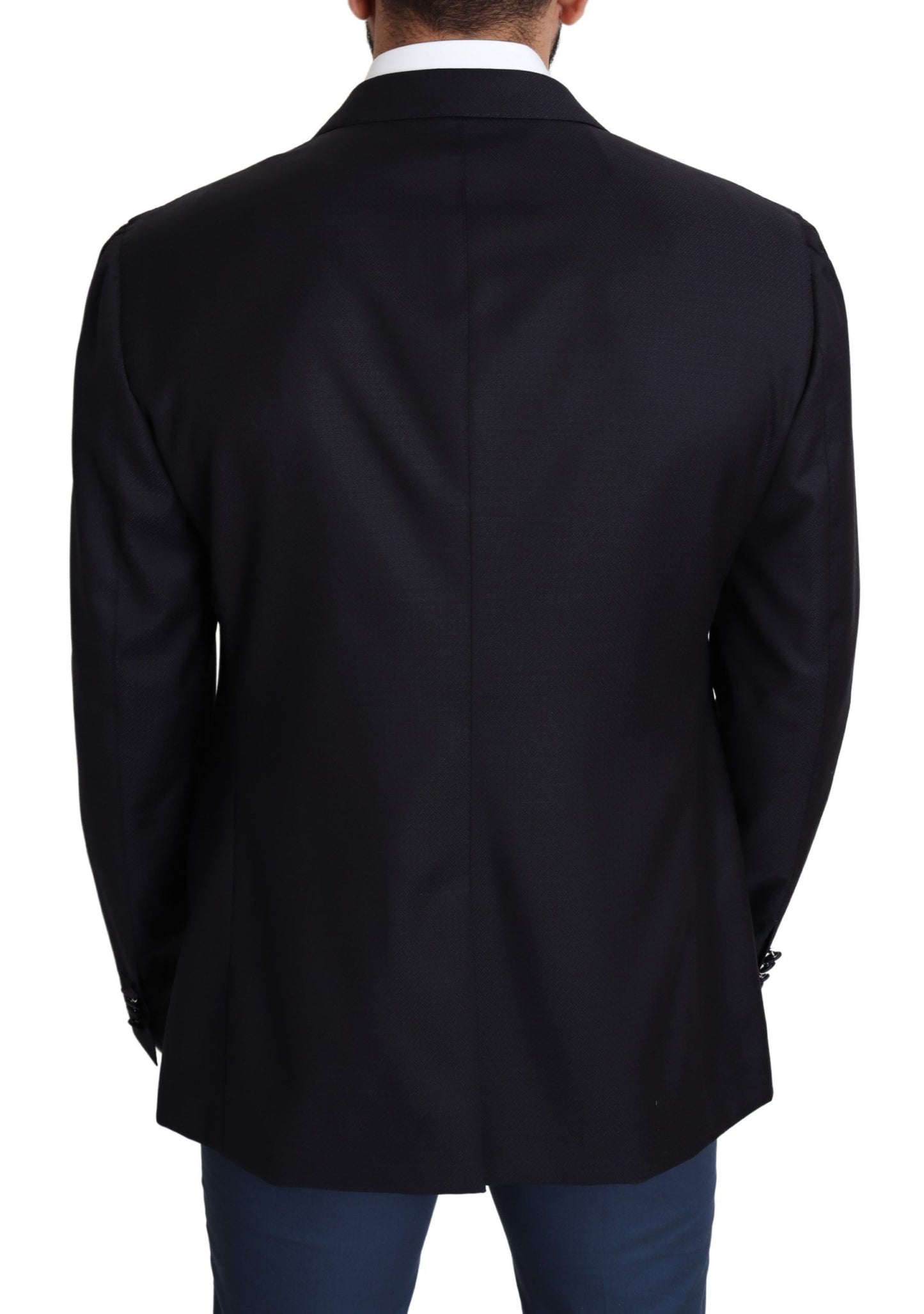 Dolce & Gabbana black virgin wool blazer with central back vent and three inside pockets
