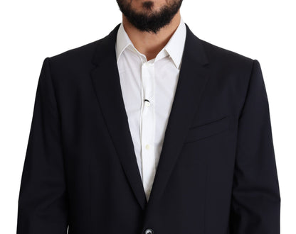 High-End Dolce & Gabbana Martini Blazer in Black Wool Blend with Elastane for Comfort