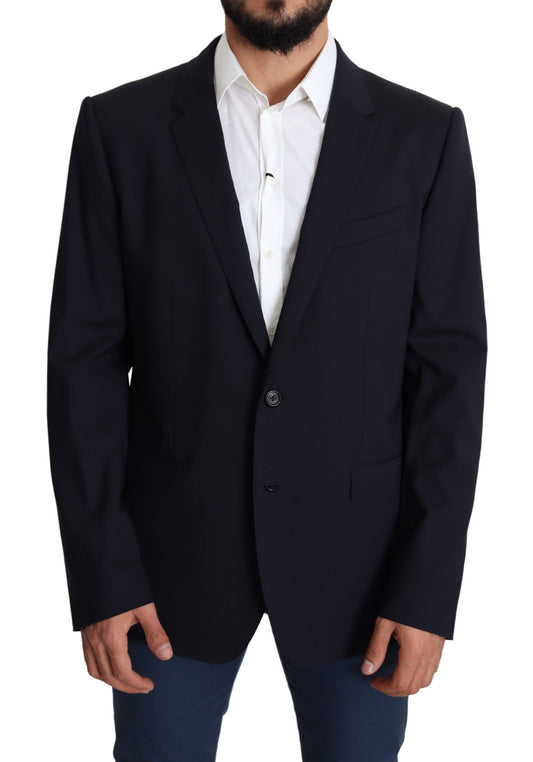Dolce & Gabbana Exquisite Black Wool Stretch Martini Blazer Italian Craftsmanship Regular Fit Luxury Logo Detailing