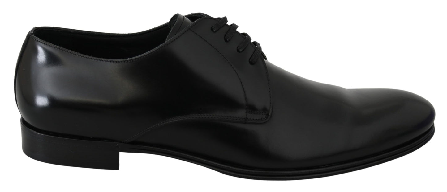 Exquisite Dolce & Gabbana black leather Derby shoes with satin insert