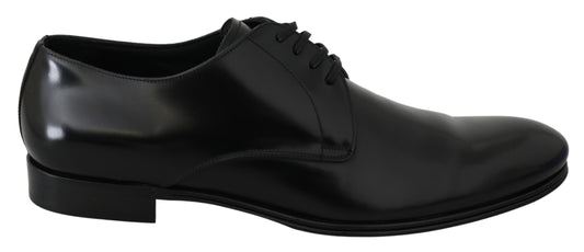 Exquisite Dolce & Gabbana black leather Derby shoes with satin insert
