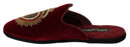 Elegant Dolce & Gabbana slides with sacred heart embroidery, perfect for instant glamour