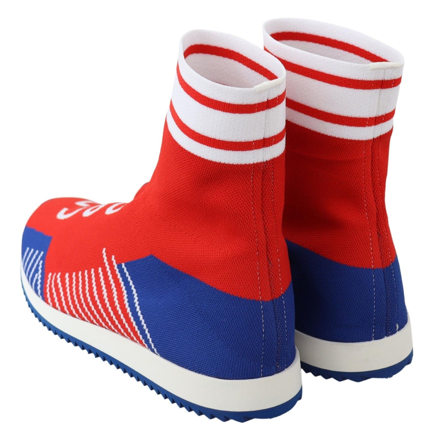 Eye-catching red and blue sneakers perfect for the modern man's wardrobe