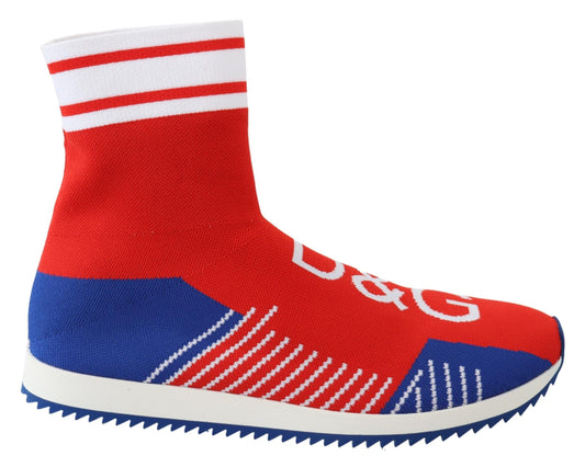 Dolce & Gabbana Chic SORRENTO Casual Socks Sneakers in bold blue and red color scheme