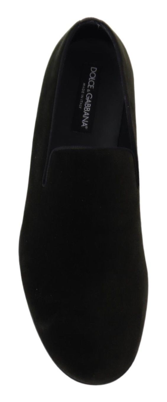 New tagged loafers in green kaki velvet from Dolce & Gabbana