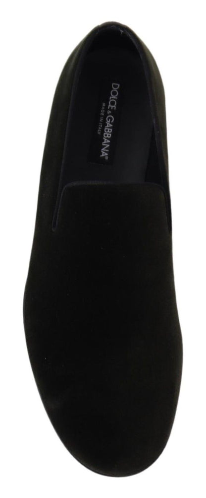 New tagged loafers in green kaki velvet from Dolce & Gabbana
