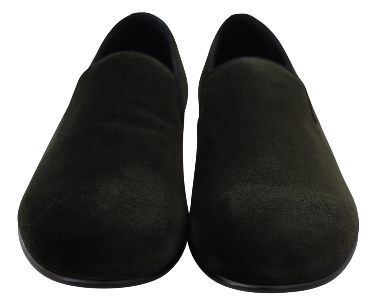 Sumptuous green velvet and pristine leather sole luxurious loafers