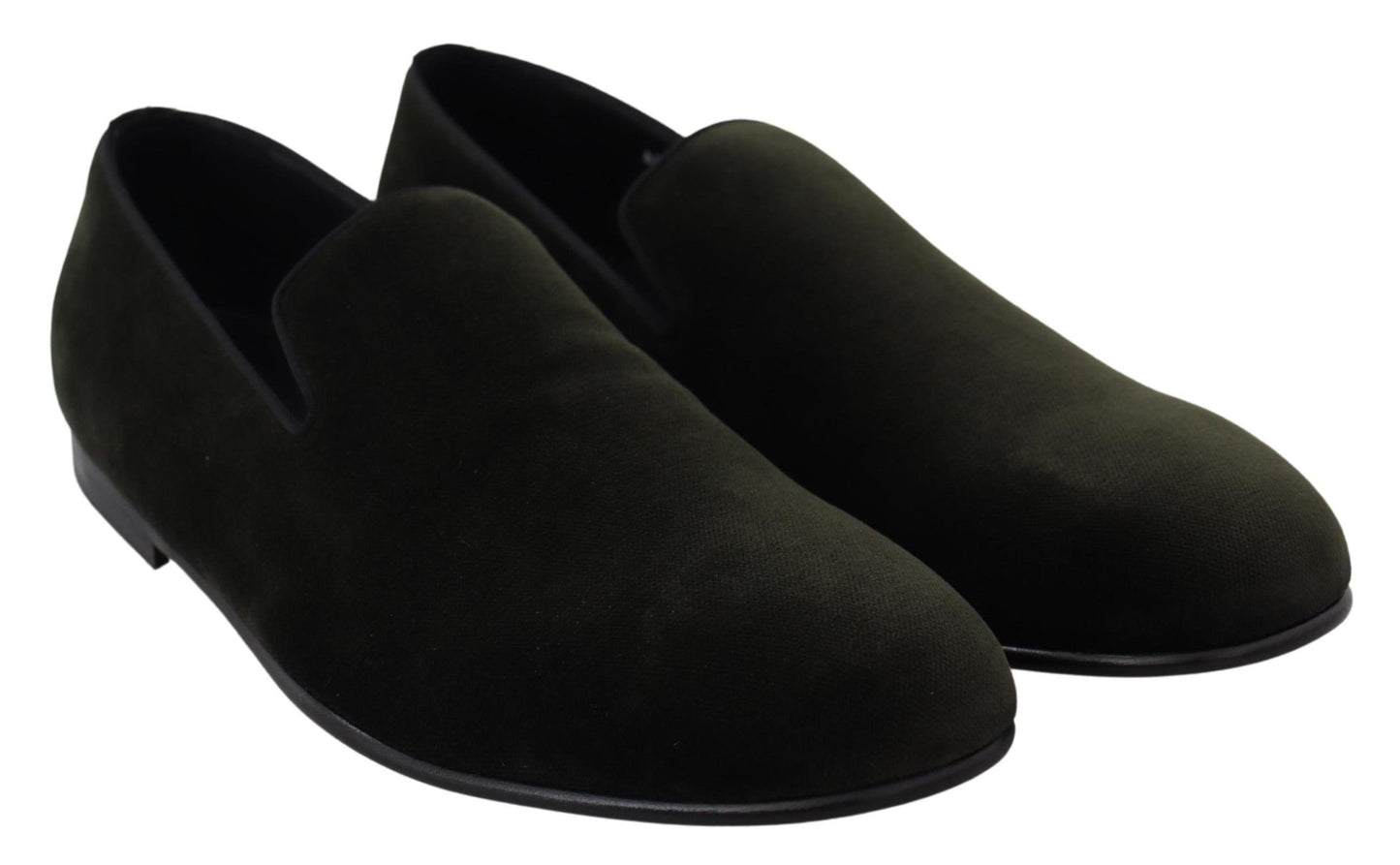 Dolce & Gabbana green velvet loafers with subtle logo details