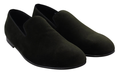 Dolce & Gabbana green velvet loafers with subtle logo details