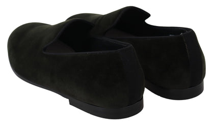 Luxurious Italian green velvet loafers by Dolce & Gabbana