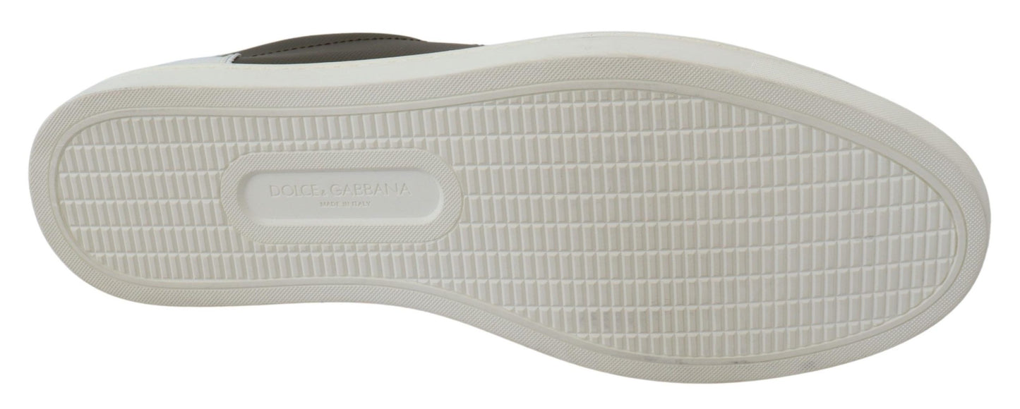 Luxurious Italian-crafted white leather sneakers with iconic logo details