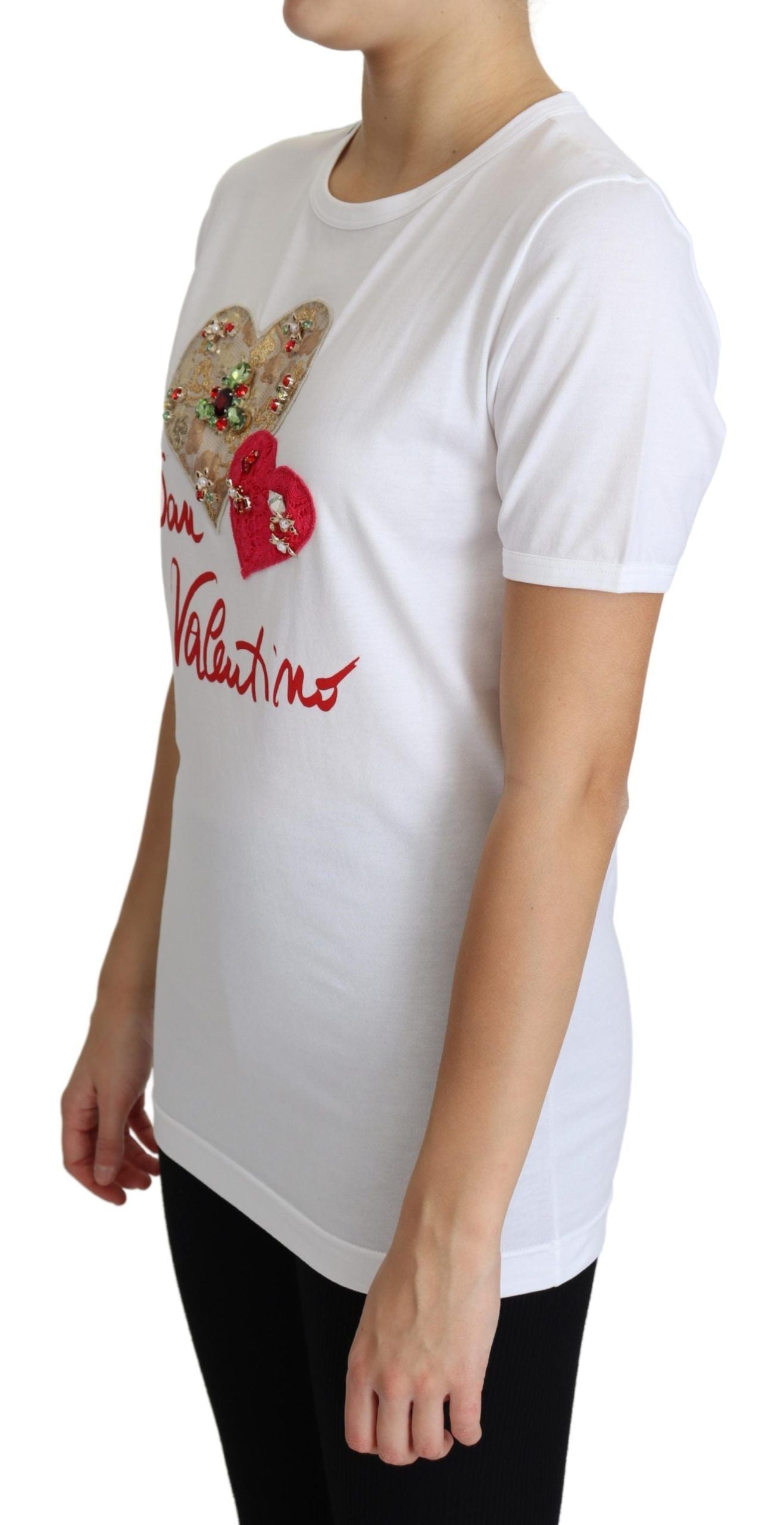 Exquisite Dolce & Gabbana White T-shirt crafted with love in Italy, promising to be a sparkling addition to your collection