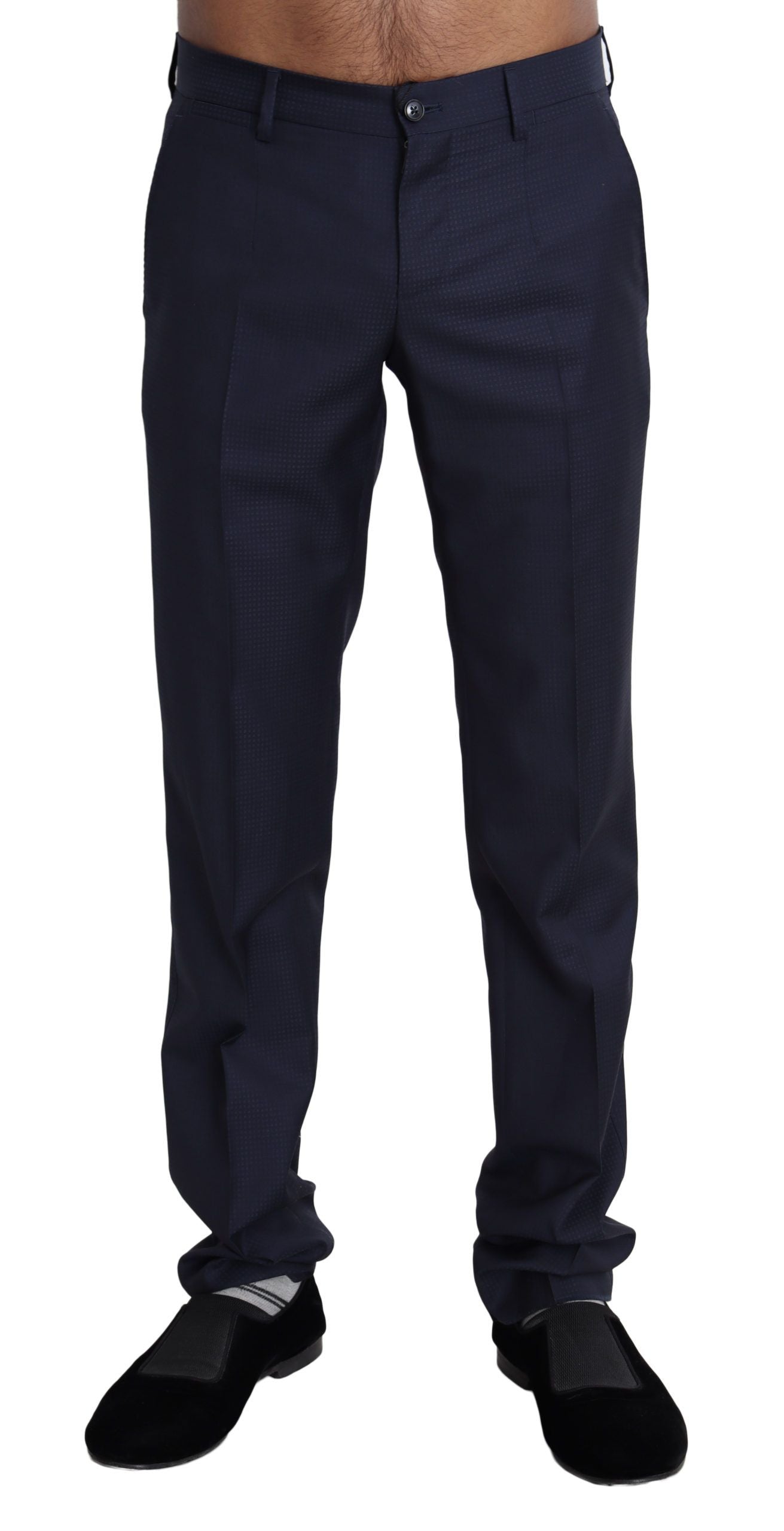Dolce & Gabbana Elegant Slim Fit Wool Blend Dress Pants in Navy Blue