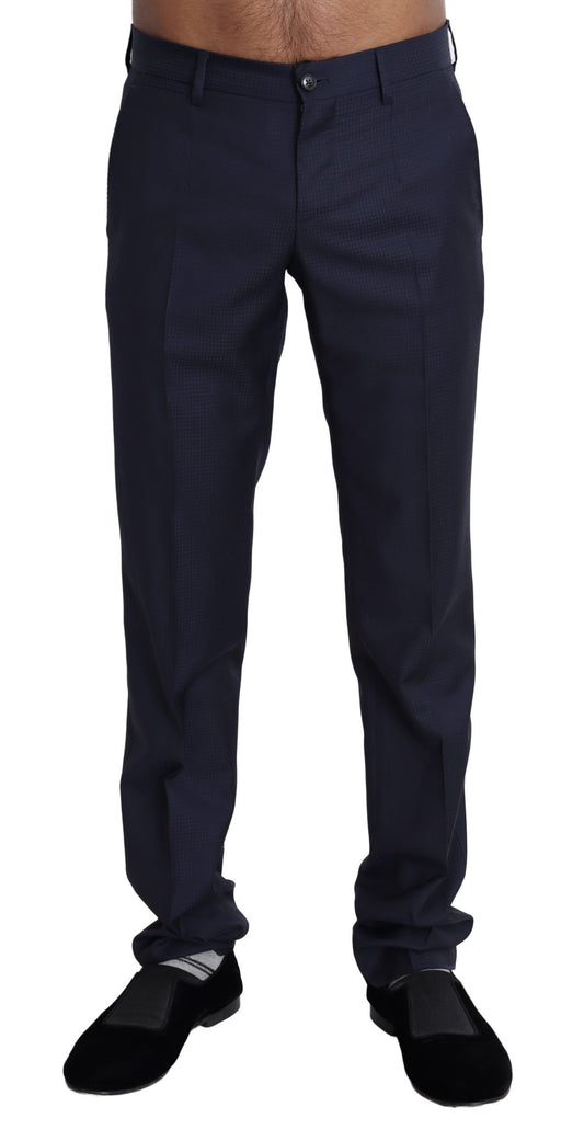 Dolce & Gabbana Elegant Slim Fit Wool Blend Dress Pants in Navy Blue