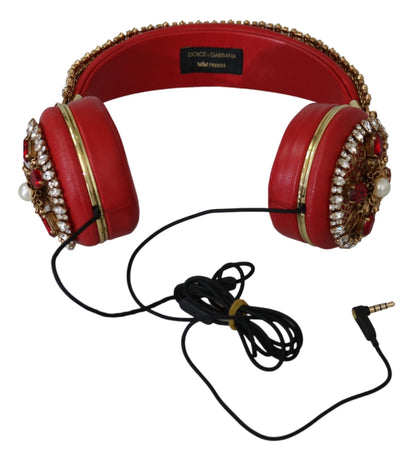 Opulent red leather headphones from Dolce &amp; Gabbana, a fusion of luxury and technology