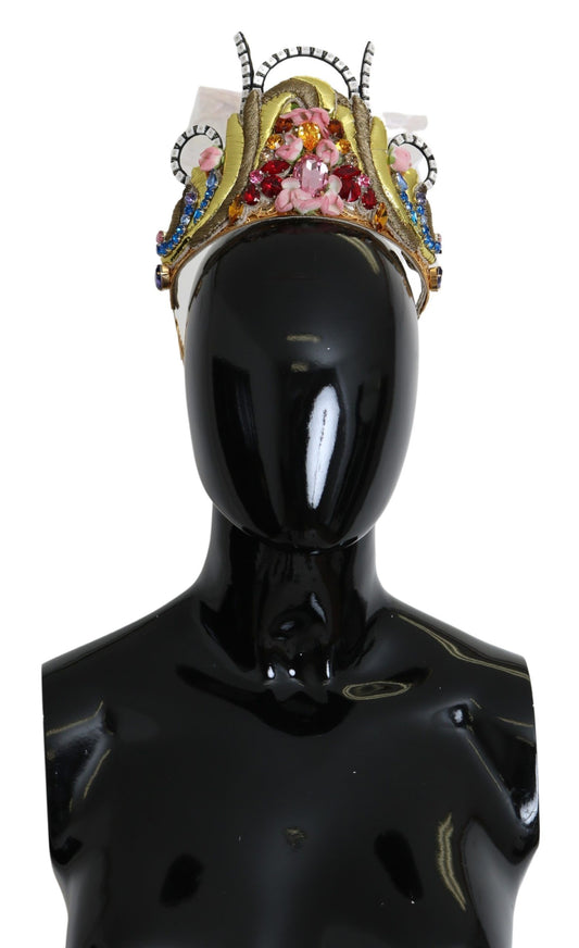 Dolce & Gabbana Stunning Crystal Diadem Tiara - Gold Multicolor accessory for special occasions