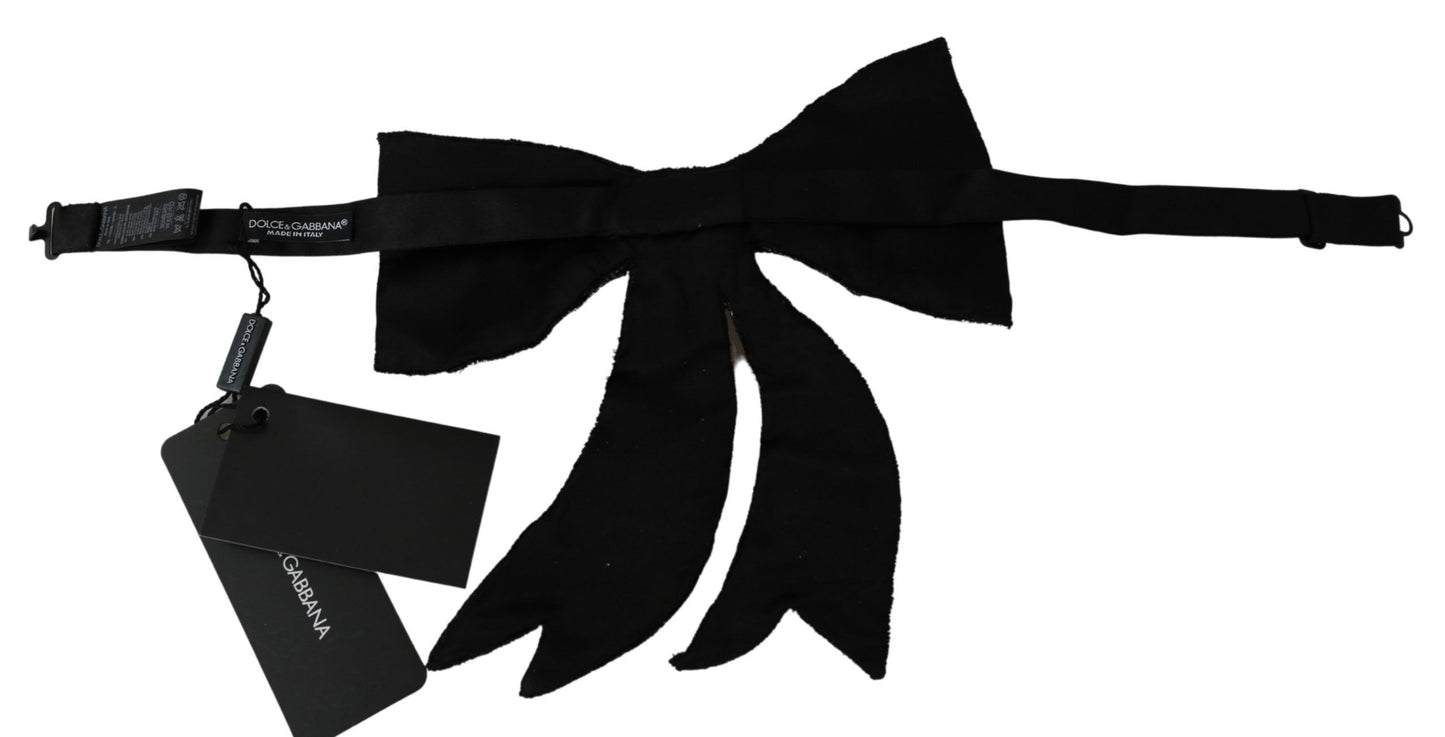  Exquisite Dolce & Gabbana silver-tone silk crystal bow tie with clip fastening