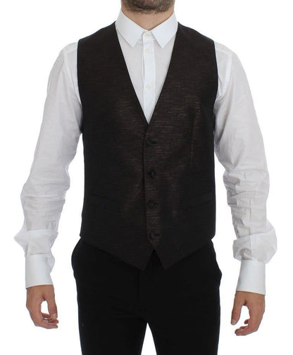 Dolce & Gabbana Elegant Black Wool Blend Dress Vest in Single-breasted Style