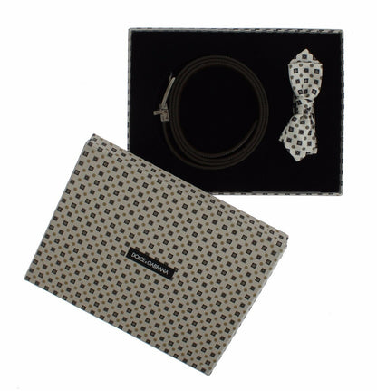Luxurious silk and leather waist belt and bowtie set by Dolce & Gabbana