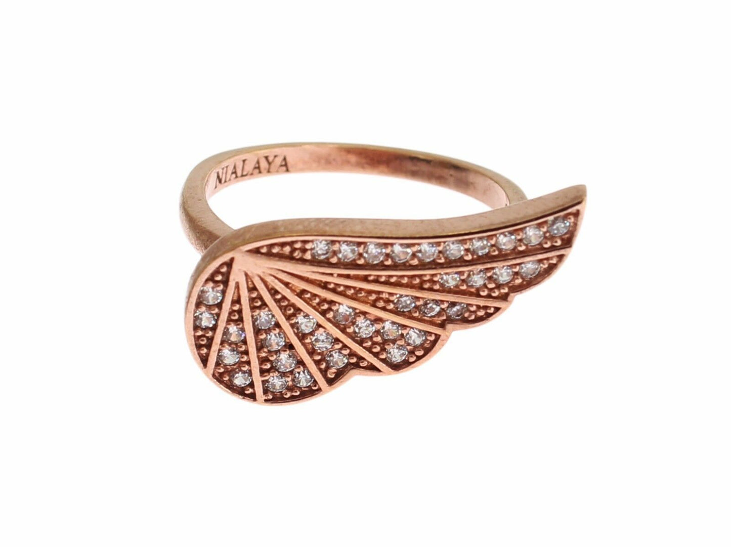 Luxurious Pink Gold CZ Crystal Ring by Nialaya from Italy