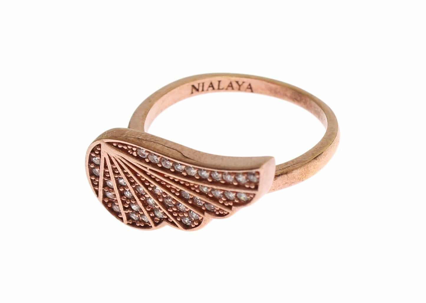 Radiant clear CZ Crystals adorn this exquisite Pink Gold ring