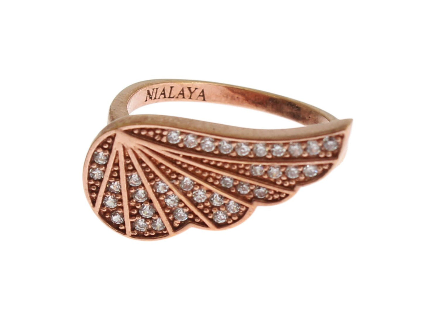 Exquisite Pink 18K Gold plated 925 Sterling Silver ring with CZ Crystals