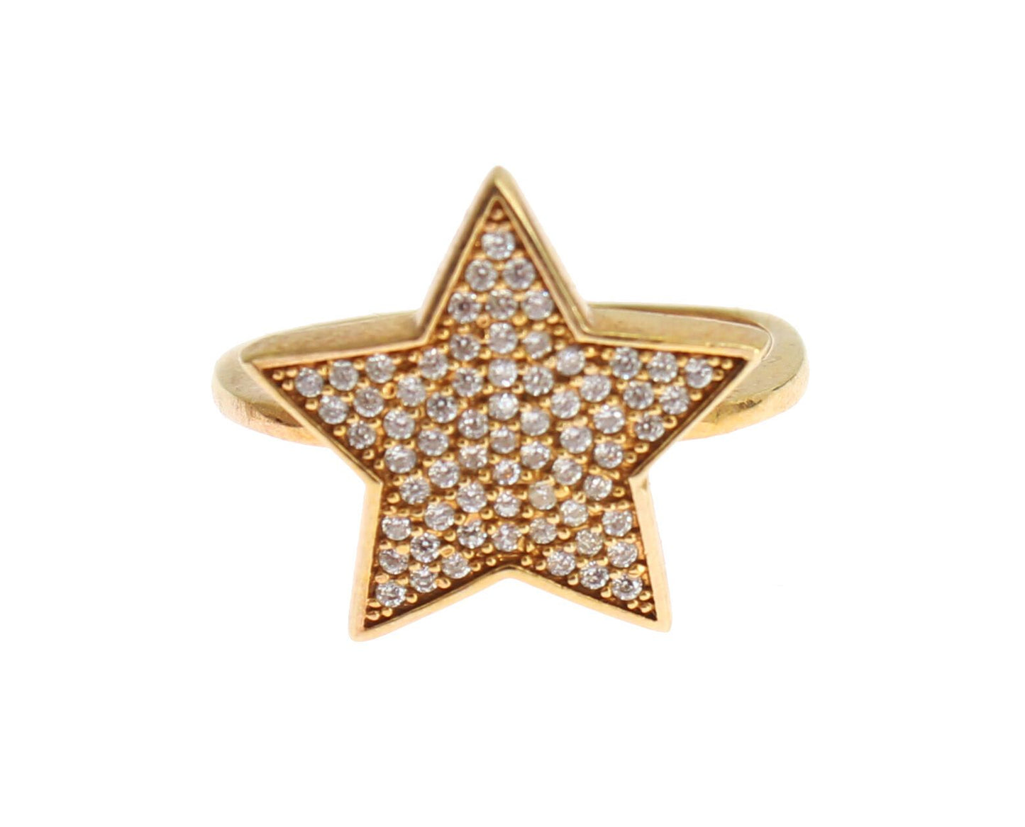 Luxurious 18K Gold-Plated 925 Sterling Silver Ring with Clear CZ Crystals