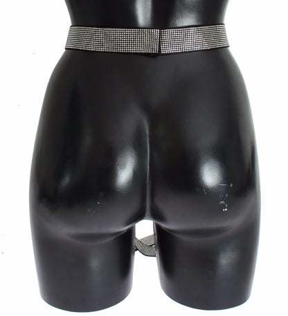 Elegant and versatile Black Silk Crystal Bow Waist Belt accessory