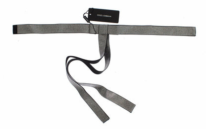 Dolce & Gabbana Black Silk Crystal Bow Waist Belt for formal dresses