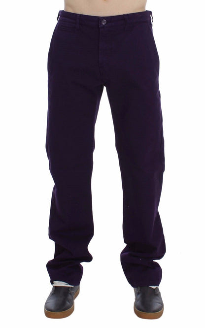 GF Ferre Purple Cotton Stretch Slim Chinos with front and back pockets