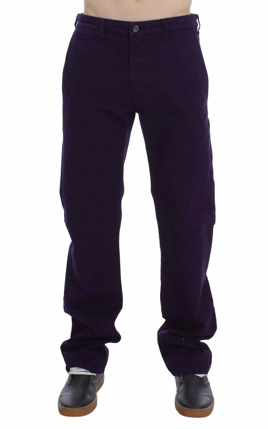 GF Ferre Purple Cotton Stretch Slim Chinos with front and back pockets
