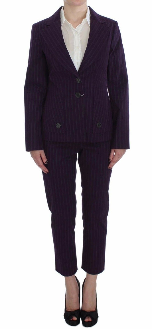 Exquisite purple striped pant and blazer suit for professional women