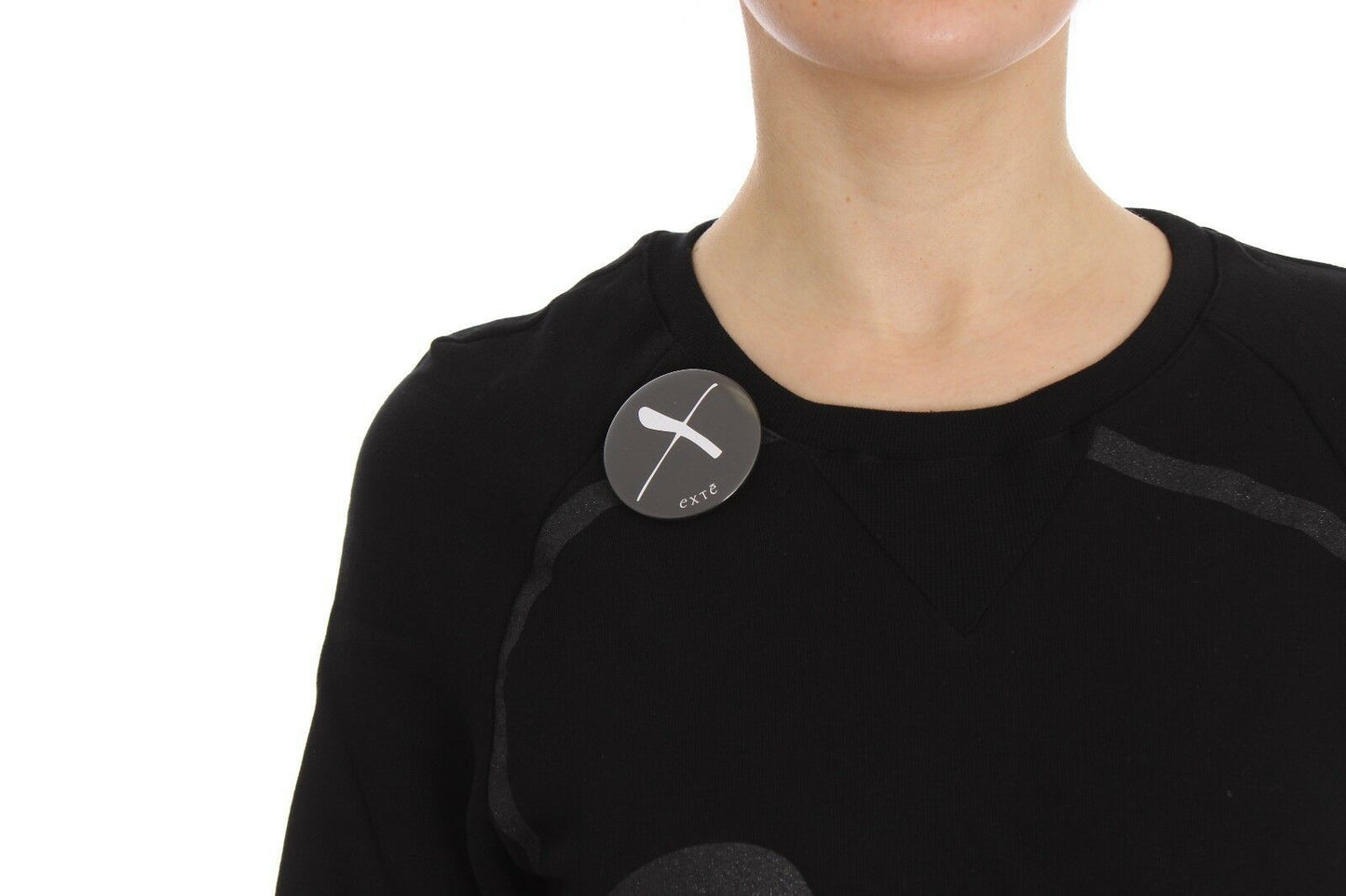 Black sweater from Exte, featuring striking skull motif print, made in Italy