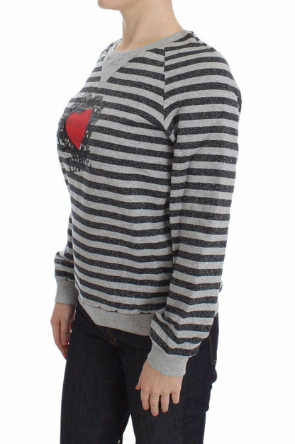 Luxurious Exte crew-neck sweater with 'I LOVE EXTE' striped motive