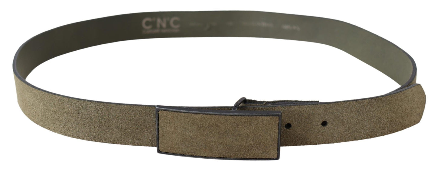 Army green velvet buckle leather belt by Costume National Chic