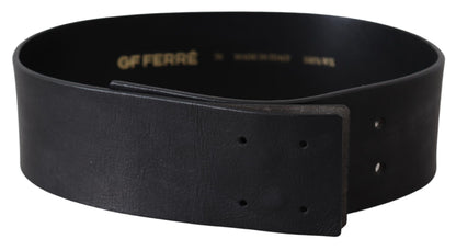 Exquisite GF Ferre Elegant Solid Black Leather Belt crafted from premium leather
