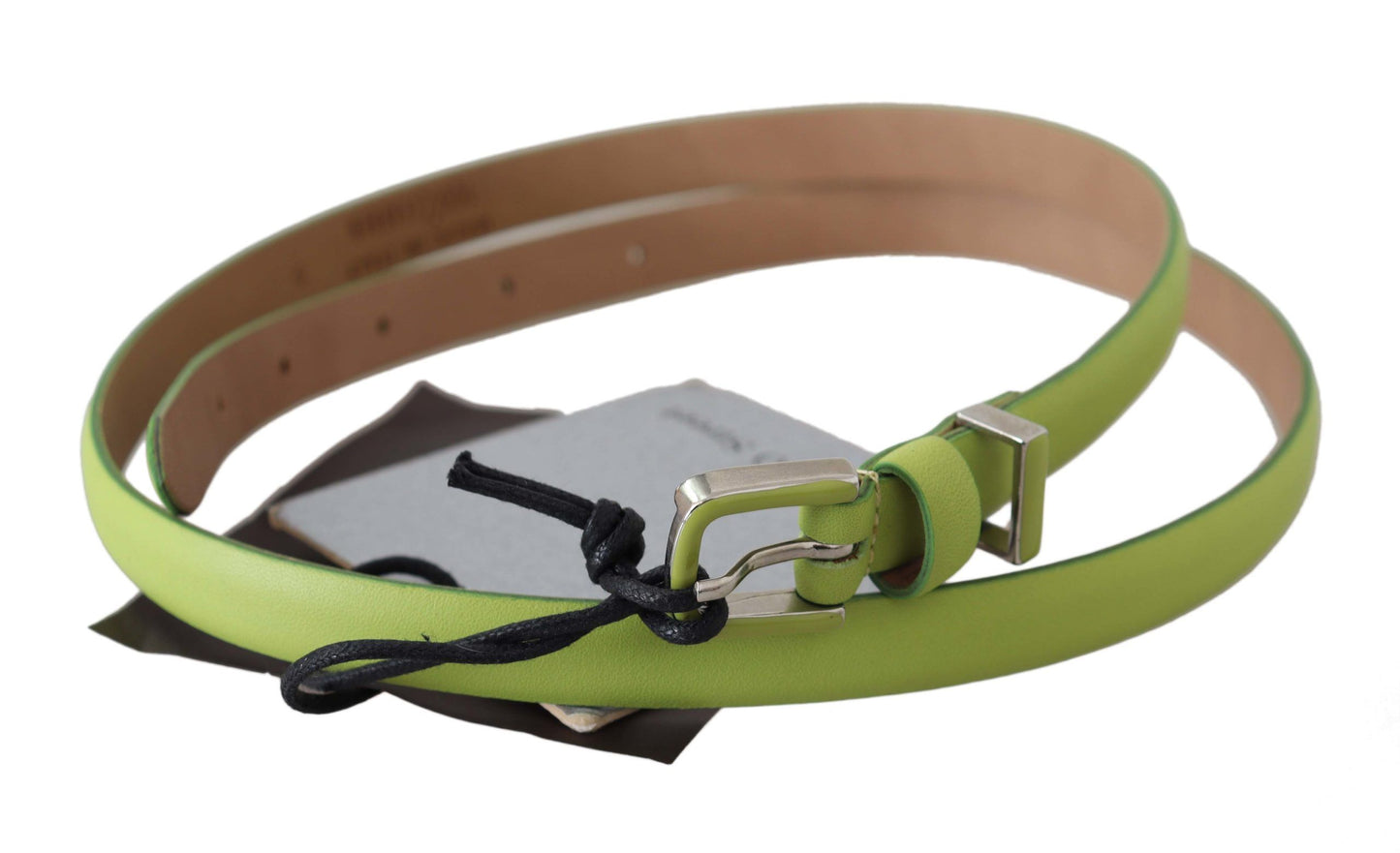 Luxurious Scervino Street green leather belt made in Italy with solid pattern