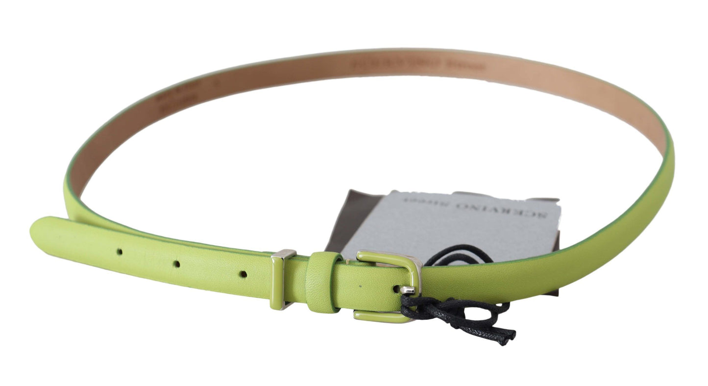 Sophisticated green leather belt with subtle logo details from Scervino Street