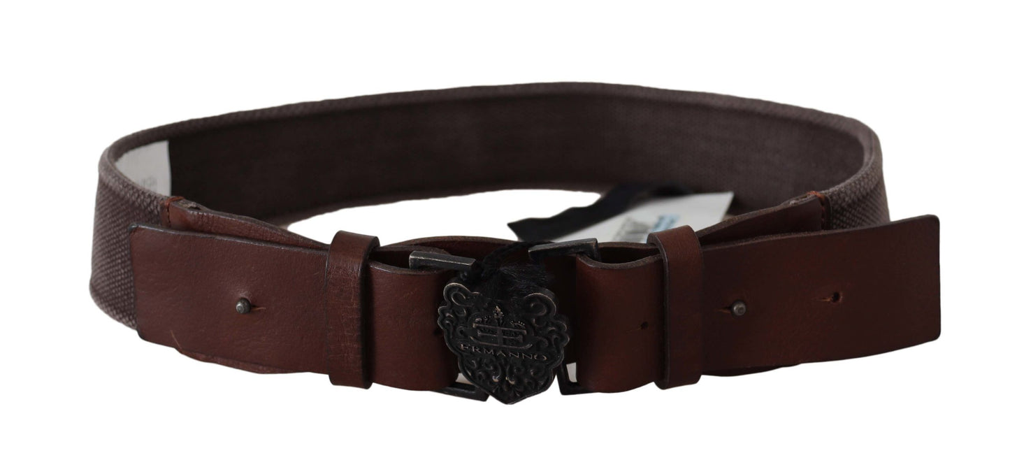 Italian crafted solid pattern belt with elegant logo details